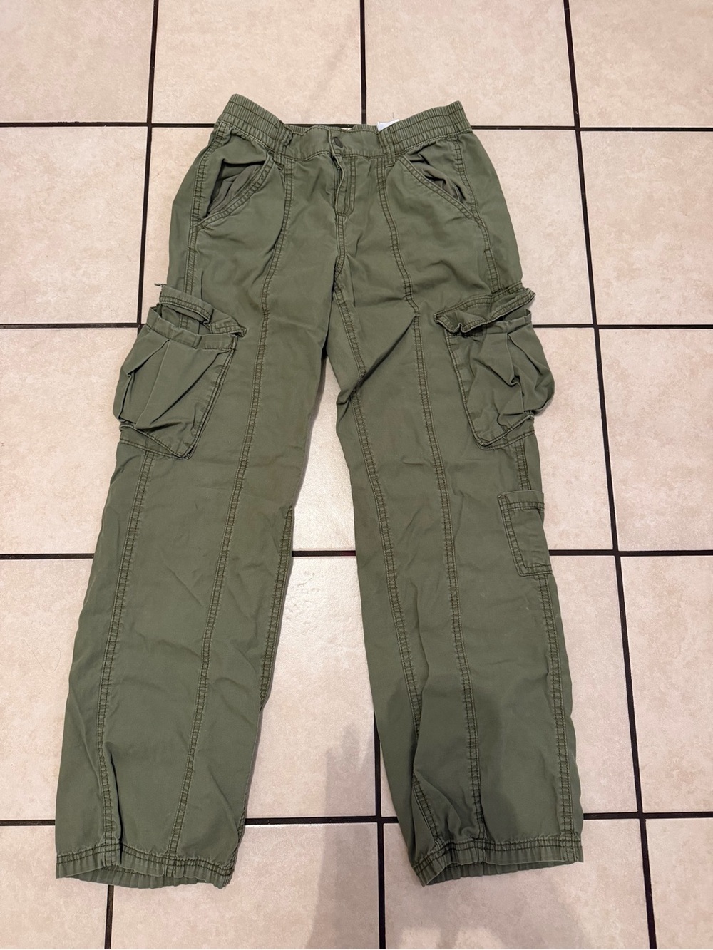 H&M Olive Green Cargo Straight-Leg Pants